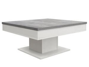möbelando Couchtisch Sofatisch Holztisch Tisch Wohnzimmertisch Beistelltisch Cobbie I Weiß-Matt/Beton