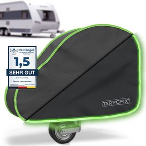 Tarpofix® Deichselabdeckung für Wohnwagen & Anhänger - Deichselhaube Deichselschutz groß - Schwarz mit reflektierendem Rand