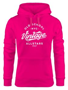 Hoodie Damen College Style Schriftzug Oldschool Vintage Allstars Kapuzen-Pullover Fashion Streetstyle Neverless® pink XL