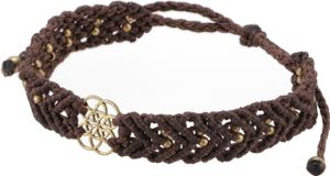 Goa Armband, Makramee, Festival Armband - Mandala Modell 21, Braun, Baumwolle,Messing, 24*2*0,5 cm, Armreifen & Armbänder Modeschmuck