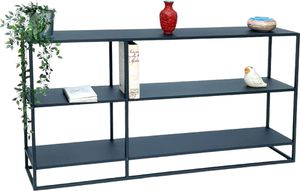 DanDiBo Konsolentisch Metall Schwarz Schmal mit 3 Ebenen Modern 140x70x25 cm Regal Stehend Standregal 96471 Metallregal mit Ablage
