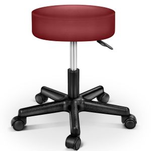 TRESKO Roller Stool Vínově červená Pracovní stolička Otočná stolička Kosmetická stolička Praktická stolička