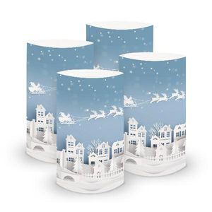 itenga 6x Windlicht klein Dorf für Weihnachten Winter Advent, 10,0 cm