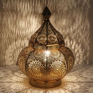 Casa Moro Orientalische Tischlampe Gohar Höhe 30 cm in Antik-Gold Look E14 Fassung | Nachttischlampe aus Metall | LN2090