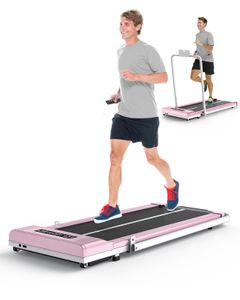 Laufband 2 in 1 - BIGZZIA Klappbares Treadmill  - Einstellbare Geschwindigkeit 1-10 km/h Rosa