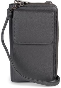 styleBREAKER Damen Mini Bag Geldbörse mit Handy Fach und RFID Schutz, Umhängetasche, Handytasche, Crossbag 02012362, Farbe:Dunkelgrau