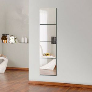 4 Stück Spiegelfliesen Selbstklebend, Spiegel Selbstklebend Klebespiegel Quadratische Spiegelfliesen für Wanddekoration, Badezimmer, Wohnzimmer-15*15