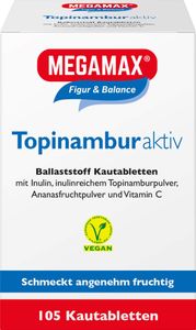 MEGAMAX Figure & Balance Žvýkací tablety s aktivní vlákninou z topinamburu, 105 tablet