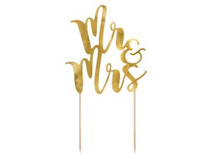 Cake Topper Mr & Mrs / Hochzeit 25.5cm, gold