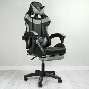 Gaming Stuhl mit Kopfstütze, Fußstütze Racing Bürostuhl Drehstuhl Sportsitz Schwarz Schreibtischstuhl Gaming-Stuhl, bis zu 150kg