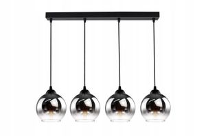 Livigno Home Pendelleuchte mit 4 Glasschirmen, höhenverstellbar, lineare Anordnung, Graphit Schirm