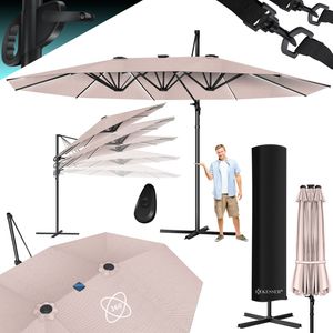 KESSER® Sonnenschirm Doppelsonnenschirm 4,6m x 2,7m | Ampelschirm Abdeckung & Windsicherung mit Kurbel & Ständer | Kurbelschirm Aluminium wasserabweisend | Neigbar Kippbar 360° Drehbar KESSER® Sonnenschirm Doppelsonnenschirm 4,6m x 2,7m | Ampelschirm Abdeckung & Windsicherung mit Kurbel & Ständer | Kurbelschirm Aluminium wasserabweisend | Neigbar Kippbar 360° Drehbar
