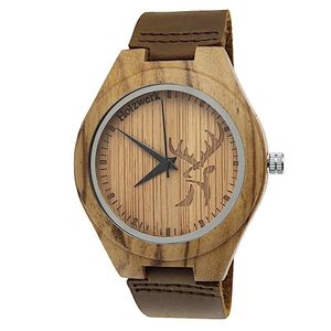Holzwerk Damenuhr & Herrenuhr Mode Holz Armbanduhr mit Hirsch Logo in Braun Beige