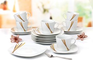 18-teiliges Kaffeeservice Porzellan Quadro Brown 18-teiliges Kaffeeservice Porzellan Quadro Brown