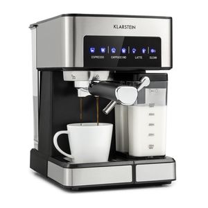 Klarstein Espresso Siebträgermaschine mit Milchaufschäumer, 1,8L Mini-Espressomaschine mit Siebträger, 20 Bar Edelstahl-Kaffeemaschine Klein, 0,5L Milchtank, 1350W Kaffeemaschine für Gemahlenen Kaffee
