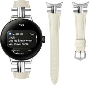 INF Echtes Lederarmband für Google Pixel Watch 3 Beige 45 mm