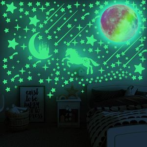 297PCS Leuchtsterne selbstklebend Wandsticker, Sterne und Mond Sternenhimmel Aufkleber Wanddeko, Leuchtsticker Wandtattoo für Kinderzimmer Schlafzimmer