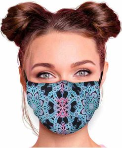 Mundschutz Maske in verschiedenen Farben Stoffmaske mit Motiv Mund- Nasenschutz mit wechselbarem Filter einstellbare Ohrbügel, Modell wählen:Floral Türkis-Schwarz