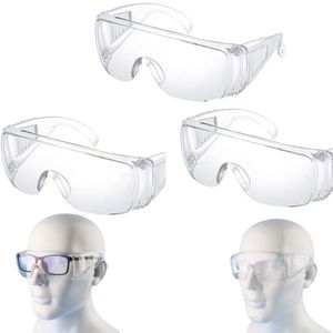 Schutzbrille für Brillenträger, Antibeschlag-Schutzbrille, Augenschutz, klare Sicht, kratzfest und UV-Schutz, Labor-Schutzbrille, 3er-Pack
