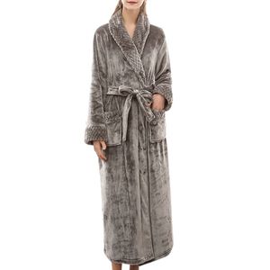 Frauen Männer Nightgown Morgenmantel Robe Pyjamas Warm Flanell Nachtwäsche Bademantel,Farbe:Grau,Größe:M