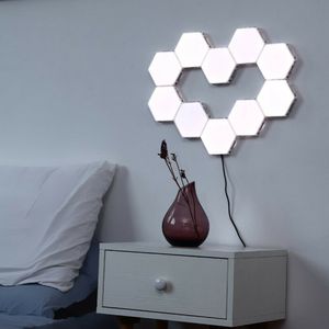 8x LED Wandleuchte Berührungsempfindliches Quantenlampe Nachtlicht  Sensor Touch Modular Lampe Hexagon Kreative Wanddekore