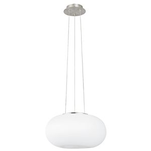 Pendelleuchte Modern "Optica" Nickel-Matt Weiß Opalglas 2-flammig Hängelampe Wohnzimmer Esstisch