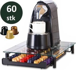 Kaffeekapsel Schublade für 60 Kapseln kompatibel mit Nespresso Kapselspender Glass