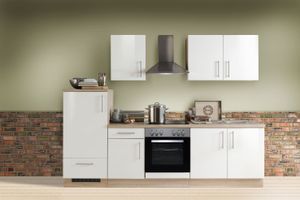 Küchenblock mit Glaskeramikkochfeld Premium 270 cm in weiß glänzend