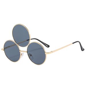 Sonnenbrille, Lustige Sonnenbrille mit Drei Runden Gläsern, Hip Hop UV Schutzbrille Third Eye Sonnenbrille (Schwarz)