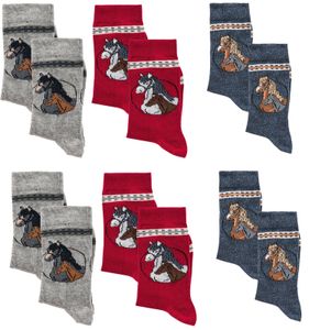 Kinder Socken Jungen oder Mädchen  6 Paar handgekettelt Spitze weiche Naht,Pferd,31-34