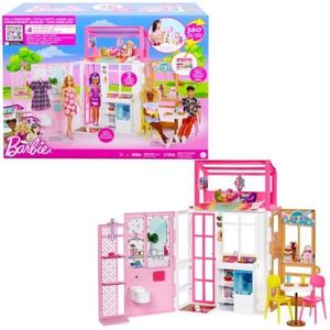 Mattel HCD47 - Barbie - 2-stöckiges möbliertes Spielhaus mit Zubehör (ohne Puppen)