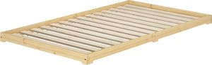 Stabiles Gästebett extra niedriges Bettrahmen Futonbett 120x200 Kiefer klar lackiert V-60.47K-12Rollrost inkl.