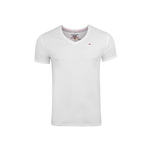 Tommy Jeans Herren Original V-Neck Jersey T-Shirt, Weiß Large