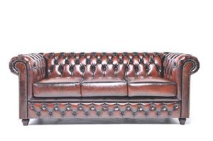 Chesterfield Sofa Original Leder 3-Sitzer Antik Braun