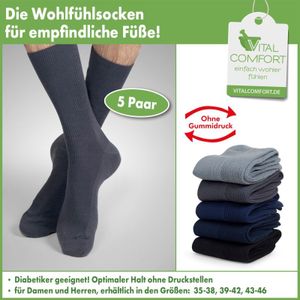 Vital Comfort Wohlfühl-Socken, 5 Paar Farbe: Dunkel sortiert Größe: 35-38