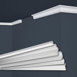 MARBET DESIGN Stuckleisten XPS Styropor weiß - Deckenleisten Stuck Decken Styroporleisten E-Leisten - (20 Meter / 10 Leisten E-3)