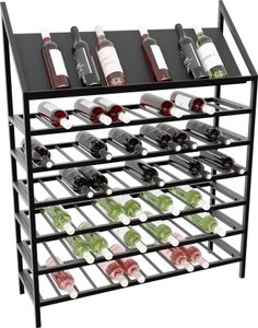 MetaloPro Weinregal Napa – Schwarzes Metallregal Für 84 Weinflaschen, Modernes, Minimalistisches Design, Ideal Für Küche, Keller, Bar – 125×100×30cm