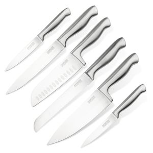 NIROSTA Star-Messer-Set, Verschiedene Messer mit Funktionsteil aus japanischem Edelstahl, Premium-Messer mit handlichem Griff, hochwertige Messer für jeden Anlass (Farbe: Silber), Menge: 1 x 6er Set