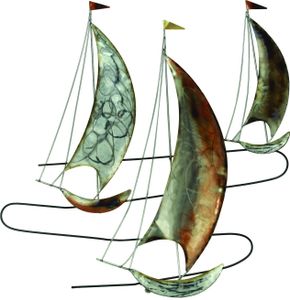 Wanddeko Schiff Segelboot Metall Segel Boot Maritim Deko Hänger Skulptur Figur