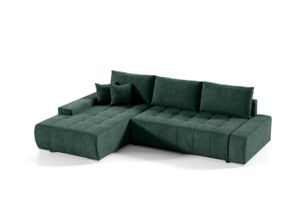 sofa4you Ecksofa mit Schlaffunktion "Velutti L", Grün, Links