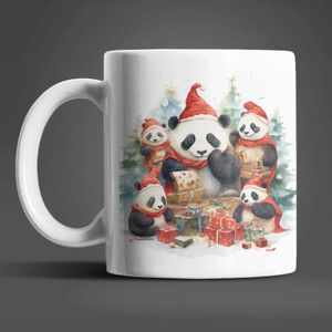 Weihnachten Panda Kaffeetasse Teetasse Tasse Geschenkidee 330 ml – Bunt / Panda-01