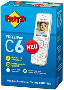 AVM FRITZ!Fon C6 DECT-Komforttelefon (hochwertiges Farbdisplay, HD-Telefonie, Internet-/Komfortdienste, Steuerung FRITZ!Box-Funktionen) weiß, deutschsprachige Version