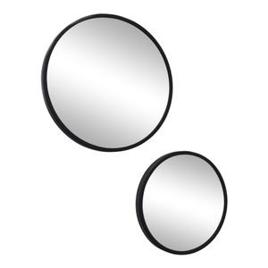 LOFT42 Mirror Wandspiegels rund schwarz Set von 2 - Metall - Ø45 &Ø35