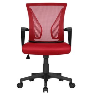 Yaheetech Bürostuhl Schreibtischstuhl ergonomischer Drehstuhl Chefsessel höhenverstellbar Sportsitz Mesh Netz Stuhl Rot