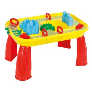 Pilsan Sand- und Wasserspieltisch aus Kunststoff | Großer Wassertisch mit Zubehörset | Garten Wasser Spieltisch für Kinder in Gelb & Rot