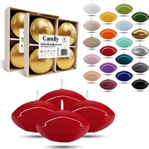 CANDLY HANDMADE© 4x Groß Schwimmkerzen Premium Ø 70mm | Valentinstag, Ostern, Weihnachten, Dekoration, Candles, Kerzen für Damen (Rot)