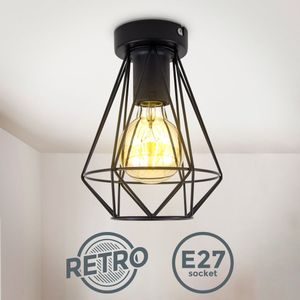Deckenlampe Retro schwarz Metall Draht Vintage Industrielampe Deckenleuchte E27