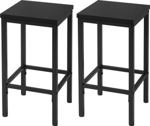 EUGAD 2er Barstühle, Küchenhocker, mit Fußstütze, aus Holzwerkstoff, Schwarz