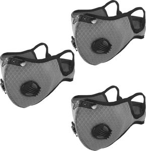 3-teilige Sportmaske mit Ausatemventilen, wiederverwendbare persönliche Schutzmaske aus Kohlenstoff, staubdichte Sportmaske
