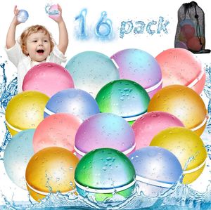 16 Stück Wasserbomben Selbstschließend Wiederverwendbar, Wasserball, Eine Sekunde Schnellfüller Wasserbomben Set, Strandspielzeug Pool spielzeug für S 16 Stück Wasserbomben Selbstschließend Wiederverwendbar, Wasserball, Eine Sekunde Schnellfüller Wasserbomben Set, Strandspielzeug Pool spielzeug für S